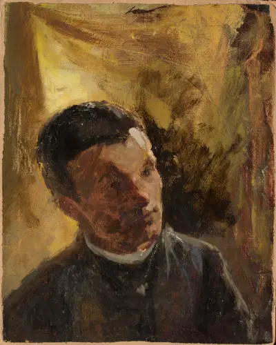 Porträtt av Alexander Lensky (1847–1908), rysk konstnär av Jan Ciągliński