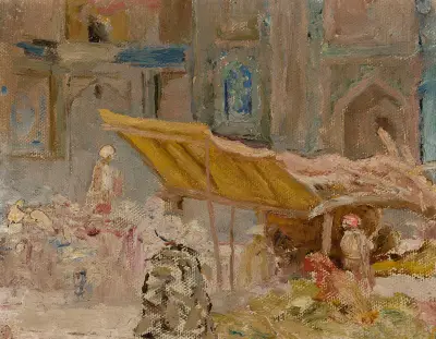 Samarkand – fruit market. From the journey to Turkestan von Jan Ciągliński