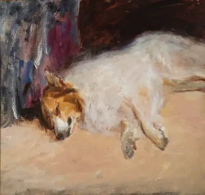 Studie av en sovande hund för ”Porträtt av furst Golitsyn” av Jan Ciągliński