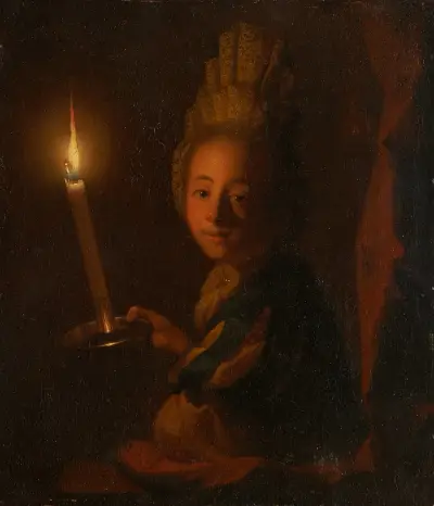 Girl with Burning Candle av Godfried Schalcken