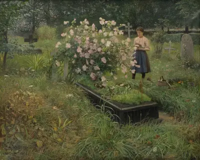 Kyrkogårdsscen av Gottfrid Kallstenius
