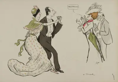 A Dinard; A de Fouquières, Mme Hugues hallet, comte et comtesse Récopé av Georges Goursat (Sem)