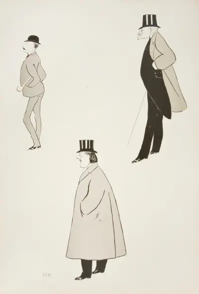Caricatures of three men. av Georges Goursat (Sem)