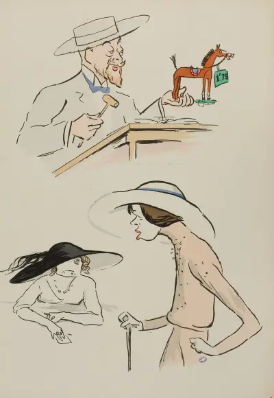 Chéri Albronn, et deux femmes av Georges Goursat (Sem)