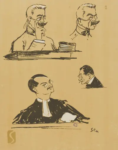 Colonel Voyer, Maître Héraud et Porchère av Georges Goursat (Sem)