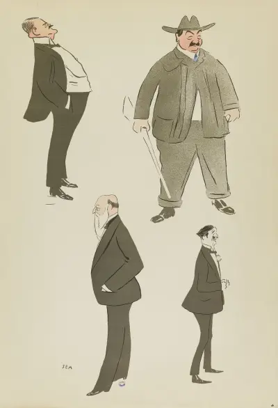 Comte Sierstorpff, Walter Blake, inconnu, baron de Spinoven av Georges Goursat (Sem)