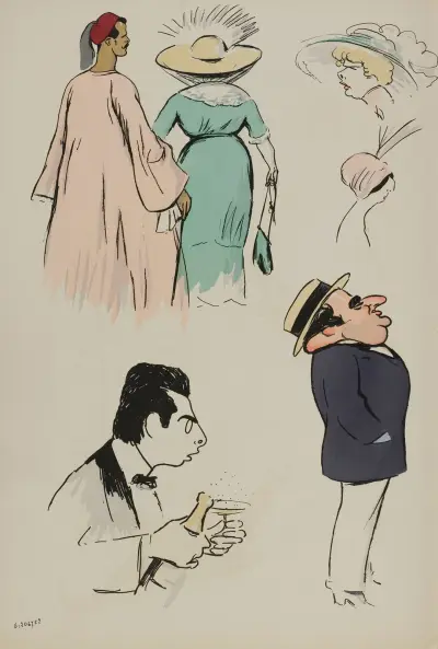 Couple inconnu, Mme Dujardin, Mme Doyen, Jean Guitry, Rodolphe Teutch av Georges Goursat (Sem)