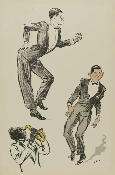 Två manliga figurer som dansar charleston av Georges Goursat (Sem)