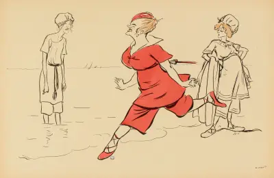 Kvinna i röd baddräkt av Georges Goursat (Sem)