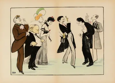 Jean Lorrain, Boldini, Kate Moore, Madeleine Lemaire, Montesquiou, Jean-Louis Forain et Yturri av Georges Goursat (Sem)
