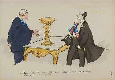 La coupe du tango ; M Boin, A de Fouquières av Georges Goursat (Sem)