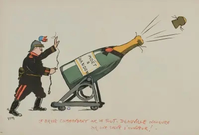Le brave commandant duc de Tout-Deauville inaugure av Georges Goursat (Sem)
