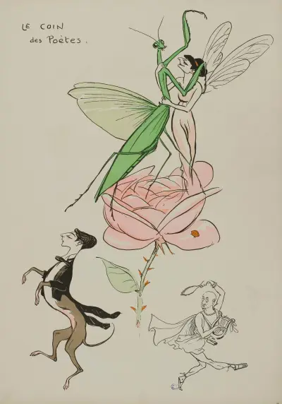 Poeternas hörn; Anna de Noailles, Cocteau, d’Annunzio av Georges Goursat (Sem)