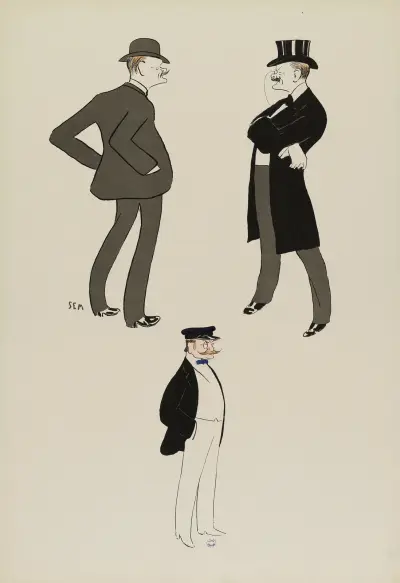 Le Comte Hubert de Pourtalès et le Duc Elie Decazes av Georges Goursat (Sem)