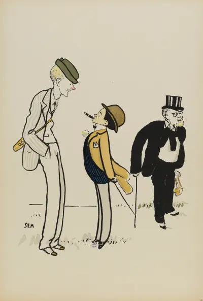 Lord Carnavon, le jockey Tod Sloan (Sem) et Monsieur Broet av Georges Goursat (Sem)