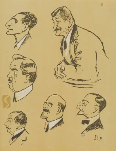 M. Bertelli, M. Jean Hennessy, M. d’Iriart d’Etcheparre, M. Garat, M. Hudelo et M. Darru av Georges Goursat (Sem)