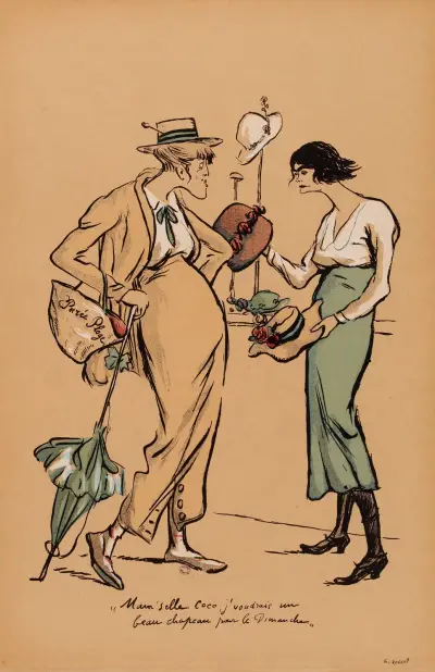 Mam’selle Coco, j’voudrais un beau chapeau pour le Dimanche av Georges Goursat (Sem)