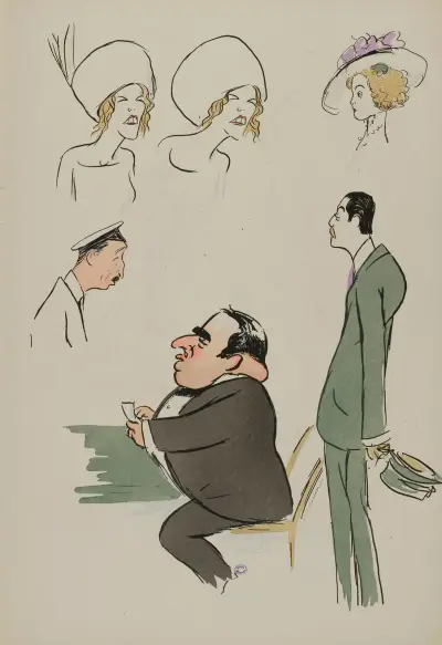 Mme Meuges, Mme Hébrard, M Denfert-Rochereau, Rodolphe Teutch, Constant Say av Georges Goursat (Sem)