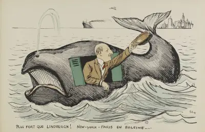 Snabbare än Lindbergh! New York–Paris i valfisk av Georges Goursat (Sem)