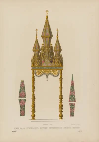 Canopy above the throne in the Church of Our Lady of Grebnev av Fedor Grigoryevich Solntsev