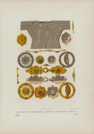 Detaljer av silverbrynja och järnbrynja av Fedor Grigoryevich Solntsev