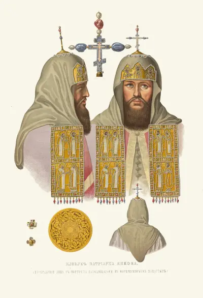 Patriark Nikonovs klobuk (avbildning av porträttet i Voskresenskijklostret) av Fedor Grigoryevich Solntsev