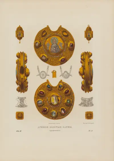 Alter goldener Schulterumhang von Fedor Grigoryevich Solntsev