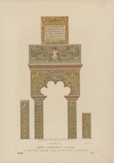 Palace doors, view from the side of Savior’s church with golden fence av Fedor Grigoryevich Solntsev