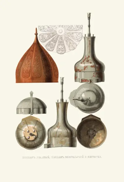 Kupferner Schischak, mongolischer Schischak und Misiurka, 1849 – Nr. 2 von Fedor Grigoryevich Solntsev