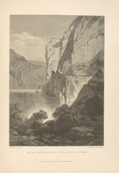 G. Closs – Die neue Axenstraße, Bucht von Uri, Vierwaldstättersee von Theodor Gsell Fels