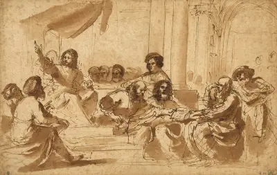 Christ Preaching in the Temple av Guercino