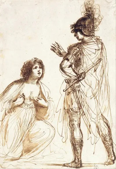 Cleopatra and Octavian av Guercino