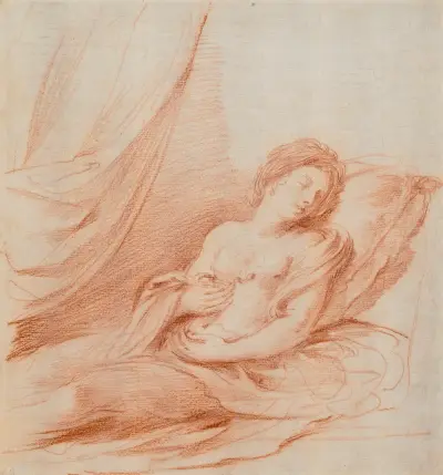 Kleopatra biten av ormen av Guercino
