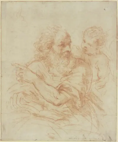 Den helige Hieronymus med en ängel av Guercino