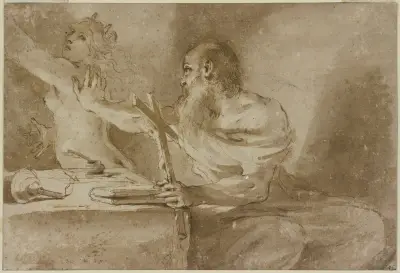 Den helige Antonius frestelse av Guercino