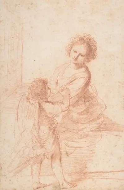 Sankta Cecilia spelar orgel av Guercino