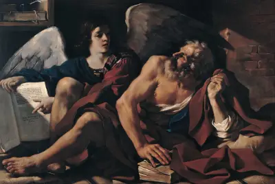 Saint Matthew and the Angel av Guercino