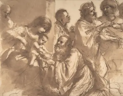 The Adoration of the Magi av Guercino