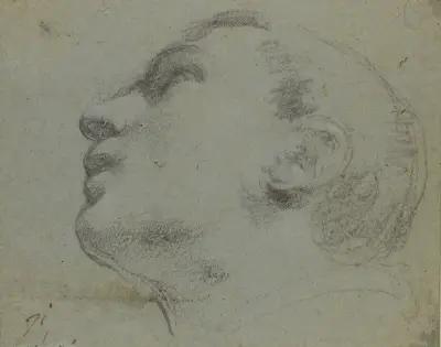 Ett manshuvud vänt åt vänster av Guercino