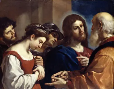 The Woman Taken In Adultery av Guercino