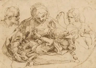 Den heliga familjen med en ängel av Guido Reni