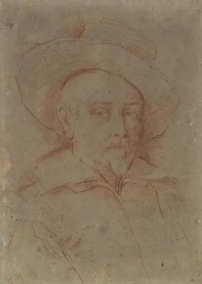 Studie till självporträtt i Uffizierna, Florens av Guido Reni