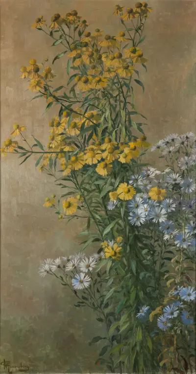 Autumn flowers, sunflowers and autumn asters av Gunnar Gunnarsson Wennerberg