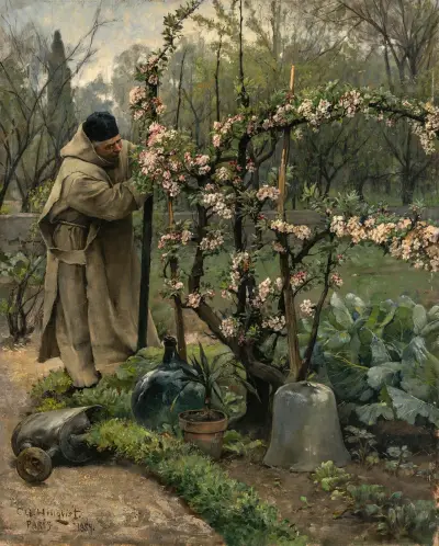 Munk i trädgården av Carl Gustaf Hellqvist
