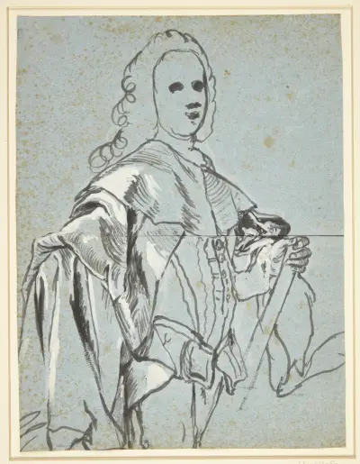 Studie till ett porträtt, förmodligen av A.G. Moltke av Carl Gustaf Pilo