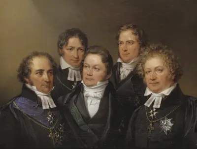 Johan Olof Wallin, Jöns Jacob Berzelius, Frans Michael Franzén, Erik Gustaf Geijer and Esaias Tegnér av Johan Gustaf Sandberg