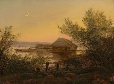 Ship mill on the Elbe near Dresden av Carl Gustav Carus