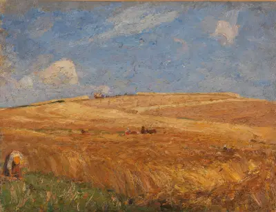 Landskap med kornfält av Gustav Kampmann