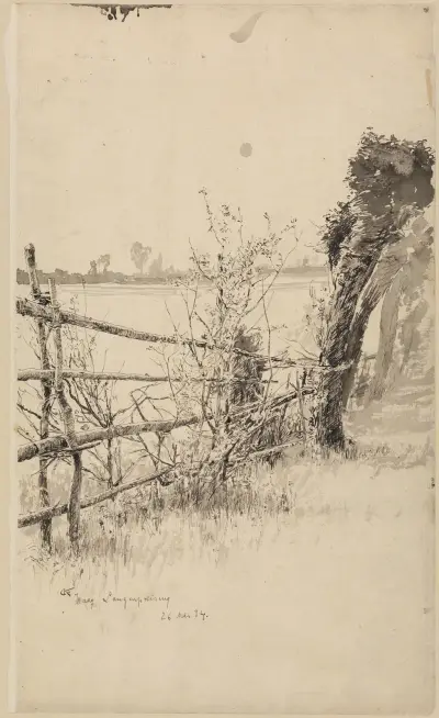 Uferweg an der Amper bei Haag von Gustav Kampmann
