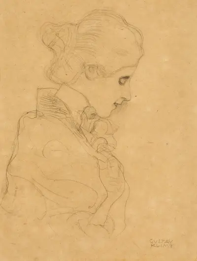 A Lady in Profile to the right av Gustav Klimt